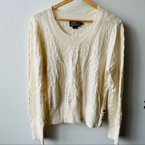 Pendleton Thomas Kay Ivory Eyelet Cashmere Sweater Women Large